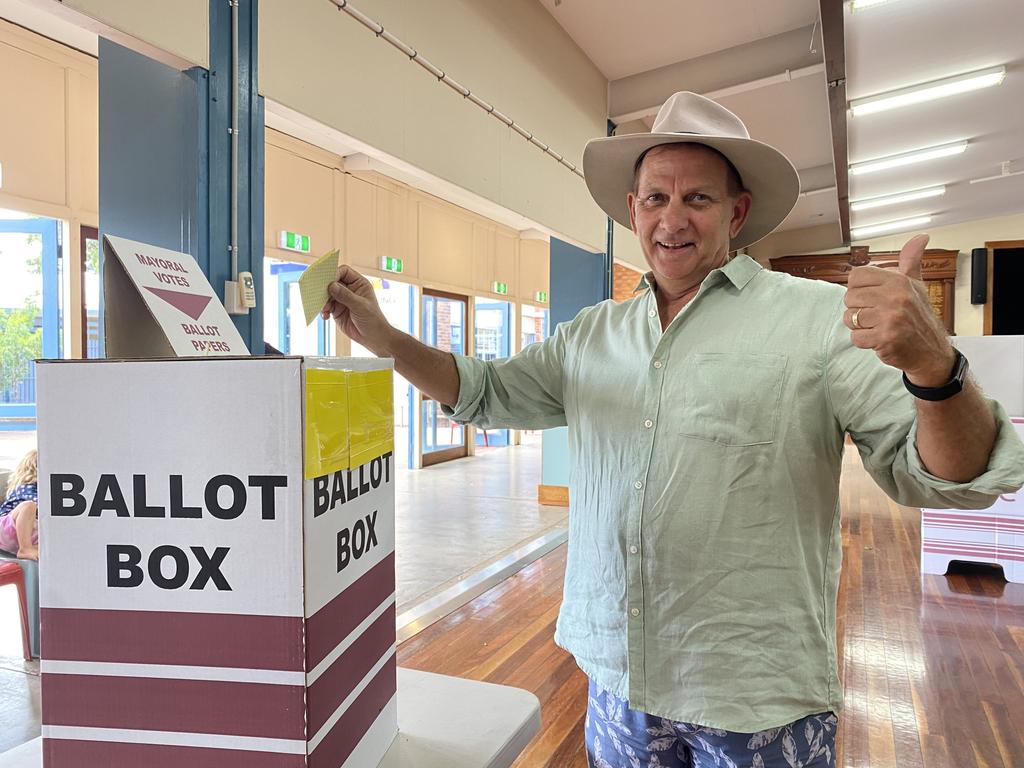 Rockhampton Regional Council Mayor Tony Williams votes.