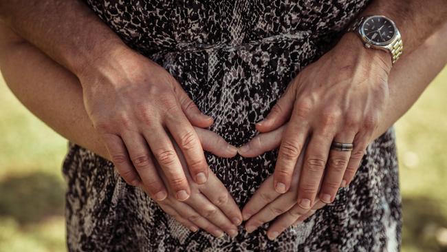 Kristy Muir of Brisbane is expecting her first child at the end of April 2020. Picture: Lucy Kinbacher Photography