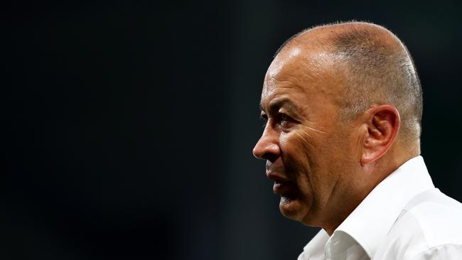 SAINT-ETIENNE, FRANCE - SEPTEMBER 17: Eddie Jones, Head Coach of Australia, looks on at full-time following the Rugby World Cup France 2023 match between Australia and Fiji at Stade Geoffroy-Guichard on September 17, 2023 in Saint-Etienne, France. (Photo by Chris Hyde/Getty Images)