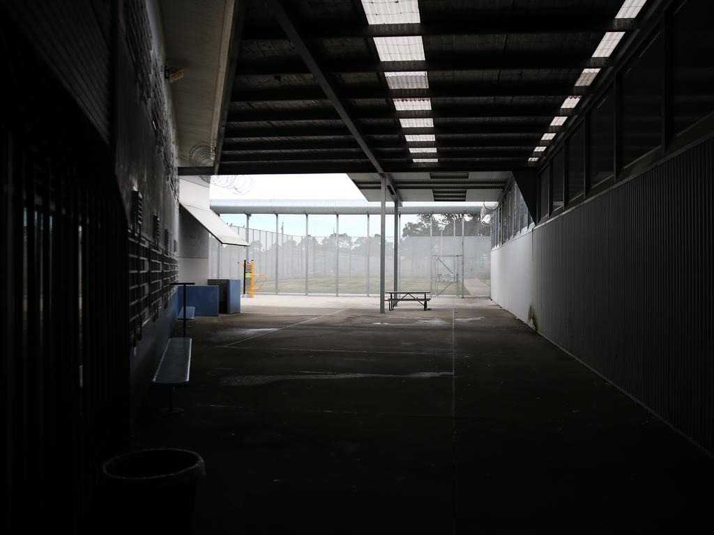 The empty prison yard at Silverwater. Picture: Tim Hunter