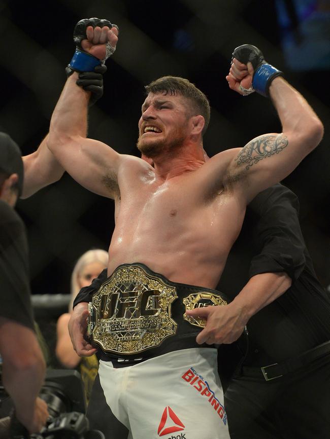 Injured UFC middleweight champion Michael Bisping. Photo: AFP