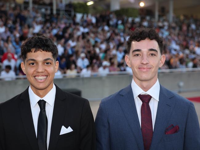 Ramzy Freeman and Blake Hughes at the Southport State High School Formal at SeaWorld. Picture, Portia Large.