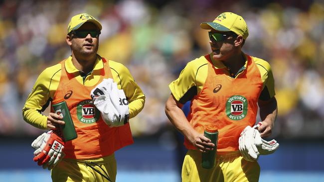Michael Clarke (L) was relegated to water boy duties on Saturday.
