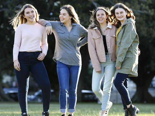 It’s a tough age for teenagers Gigi Dooley, Romy Glass, Lilli Parker and Taylah Piper. Picture: Justin Lloyd