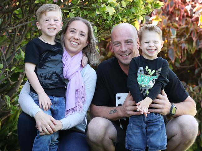 Embargo: Money Saver FeatureDee Why Nurse, Kelly Slade, 38, and her husband Chris, 40, and their children Mason, 5, and Ashton,3, are going to access free childcare under the Federal Government's new scheme. Picture: David Swift.