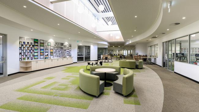 The central breakout space inside the Lynn Martin Building as part of the new stage two. Picture: Supplied.