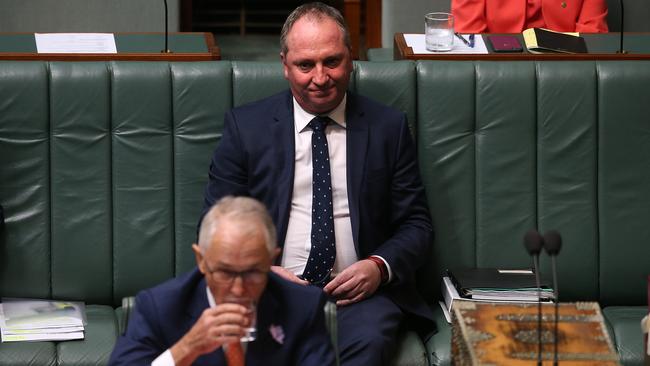 Deputy PM Barnaby Joyce ponders the day ahead in question time this afternoon. Picture: Kym Smith