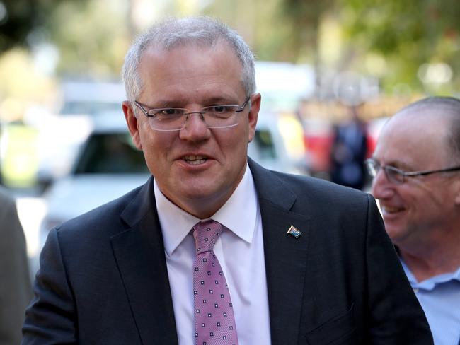 Prime Minister Scott Morrison during a visit to Clontarf Aboriginal College in Perth. Picture: AAP Image/Richard Wainwright