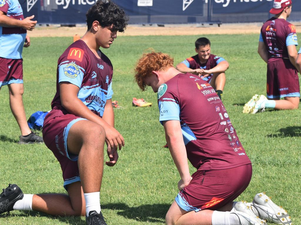 CQ Capras under-17 boys squad at a pre-season training session at The Cathedral College, Rockhampton, on December 7, 2024.