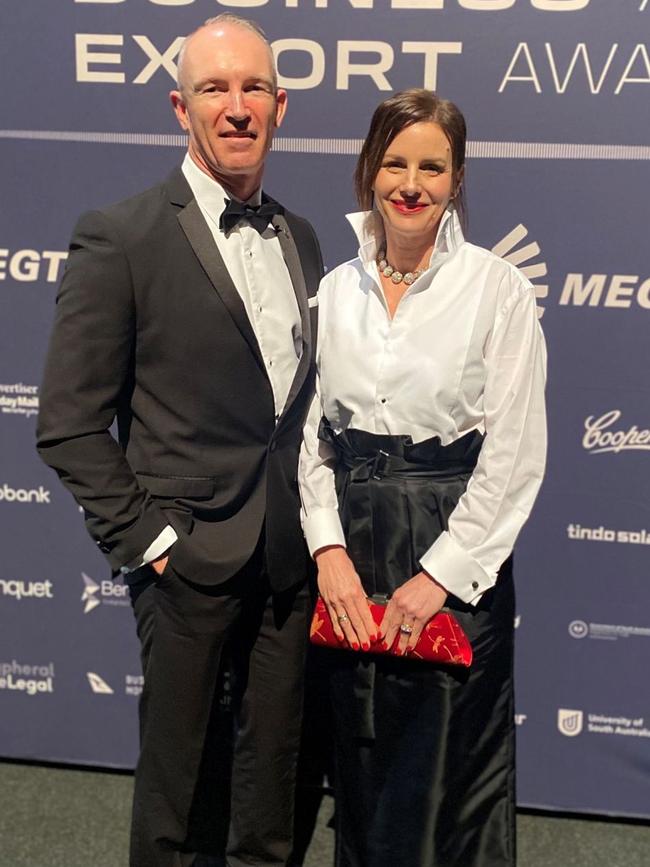 Cressida O'Hanlon with husband James at the South Australian Premier's Business and Export Awards 2023 Gala Dinner, at which Citadel Secure was a finalist. Picture: LinkedIn