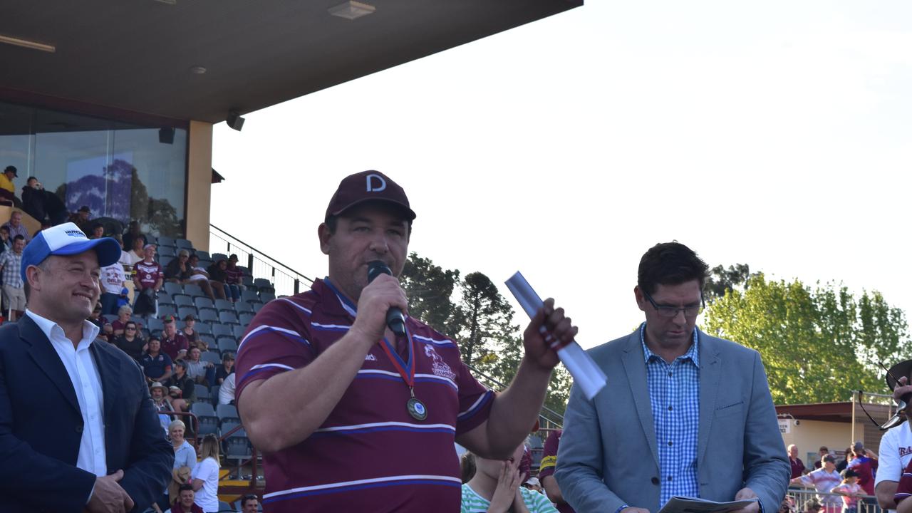 ACCEPTANCE: Kerry Carmichael giving his post match speech.