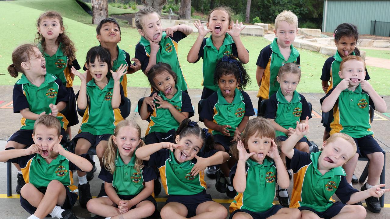 My First Year: Musgrave State School Prep Orange. Front Row: Lucas, Sophia, Liana, Avery, Henry. Middle Row: Cruz, Talia, Kateleen, Manyu, Saphyre, Grayson. Back Row: Isabella, Sahas, Emilia, Kora, Sebastian, Neel. Picture: Glenn Hampson.