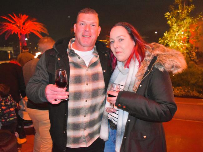 Daz and Emma at the Whisky, Wine and Fire Festival 2024 at the Caulfield Racecourse. Picture: Jack Colantuono