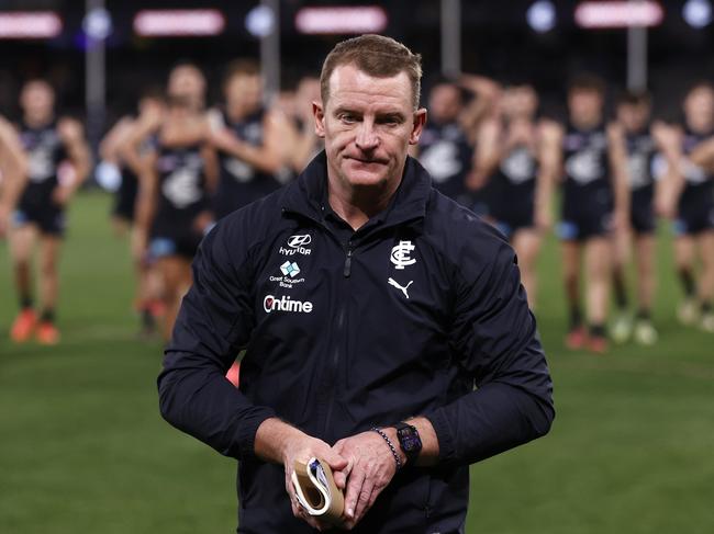 A disappointed Michael Voss. (Photo by Darrian Traynor/Getty Images)