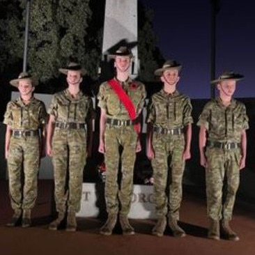 The 24 Army Cadet Unit Grafton forms a guard at the South Grafton cenotaph. As the sun pierces the horizon, the cadets stand proud as they remember those who have fallen. Guard Commander is Sgt Sam Harrison and on the guard are Cpl Eliza Benfield, Cpl Bianca Almond, LCpl Gavin Woods and CDT Frazer Benfield.