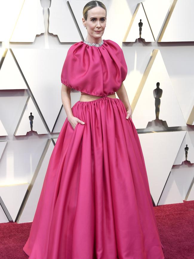 Sarah Paulson attends the Oscars in what looks like curtains. Picture: Getty