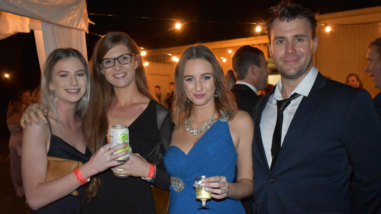 Bri Marshman of Cannonvale, Victoria Mawson of Riordanvale, Sam Lumby of Cannonvale, and Phil Hendry of Cannonvale at the 2021 Proserpine Show Ball. Picture: Kirra Grimes.