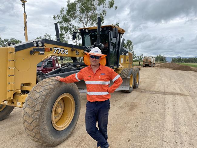 BMD senior project engineer Andrew Grice shows off the machinery building the No-Name Road access road at the Lansdown Eco-Industrial Precinct. Picture: Leighton Smith.