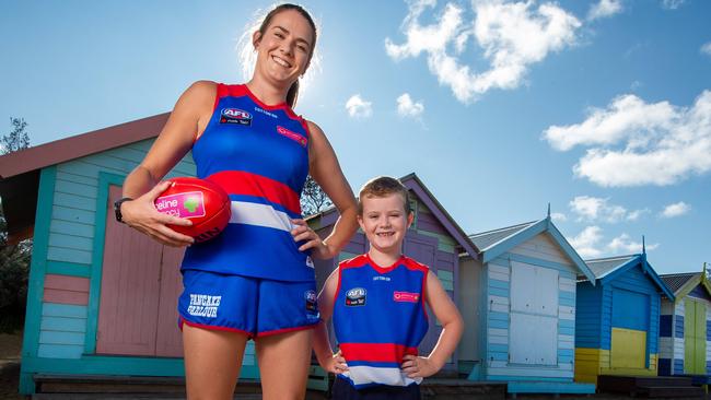 Irish Western Bulldog Katy Herron and her 7-year-old son Joshua. Picture: Jay Town