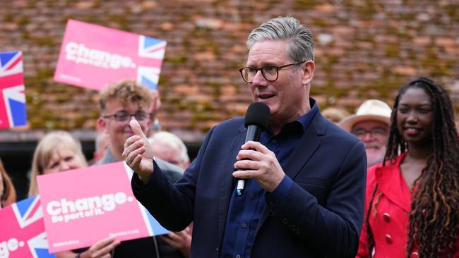 Keir Starmer on the hustings at Hitchin Town Football Club. Picture:Getty Images