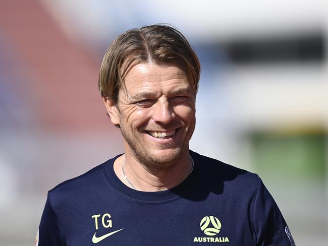 Coach Tony Gustavsson is happy about the filming of a Matildas docu-series. Picture: Ian Hitchcock/Getty Images