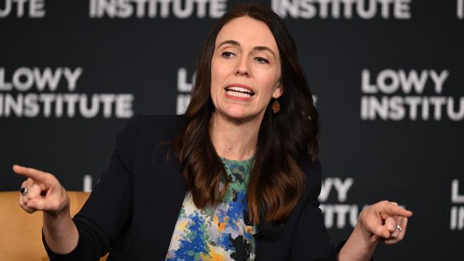 New Zealand Prime Minister Jacinda Ardern addresses the Lowy Institute on Thursday. Picture: AAP