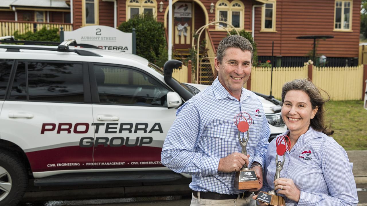 Proterra Group co-owners Jim and Fiona O'Dea celebrate winning the Business of the Year 2020 award at the Focus HR Business Excellence Awards. Picture: Kevin Farmer