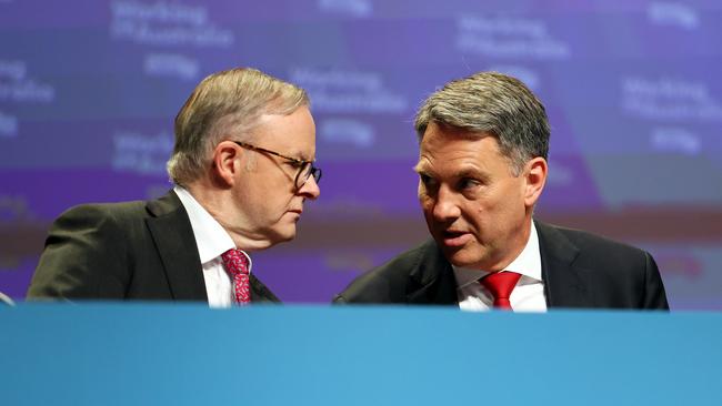 Prime Minister Anthony Albanese and Deputy Prime Minister Richard Marles during the ALP National Conference in Brisbane. Picture: NCA NewsWire/Tertius Pickard