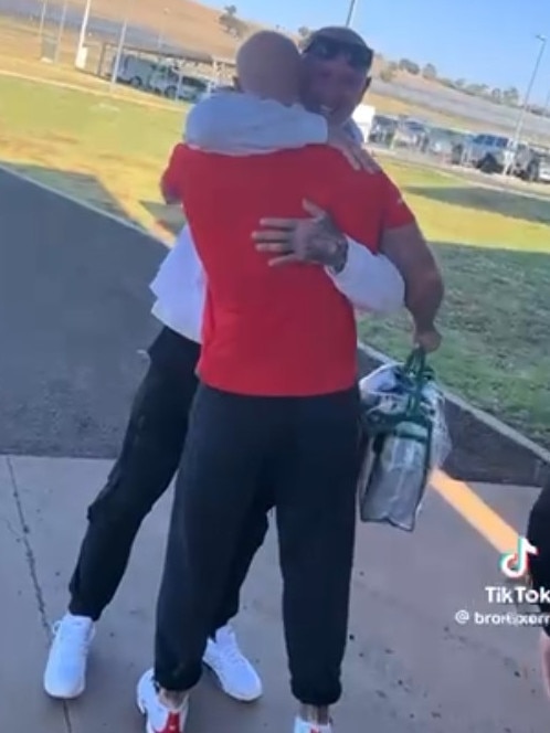 Troy Ferri (in red) celebrated with loved ones after his release from prison. Picture: Tik Tok