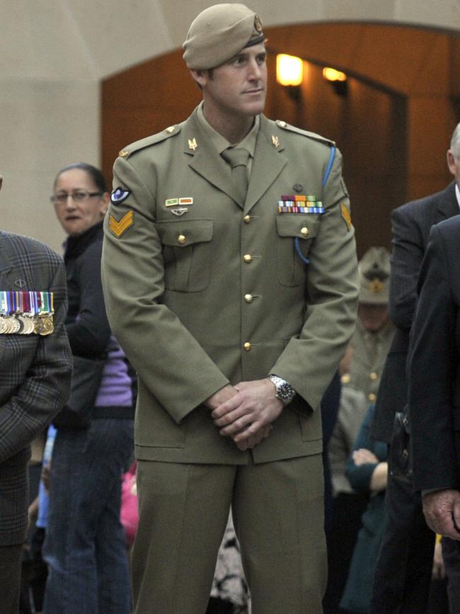 The SAS soldier at a 2013 Last Post ceremony in Canberra. Picture: Alan Porritt