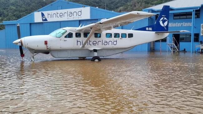 Cairns airport flooded due to rain from former Tropical Cyclone Jasper. Picture: Hinterland Aviation