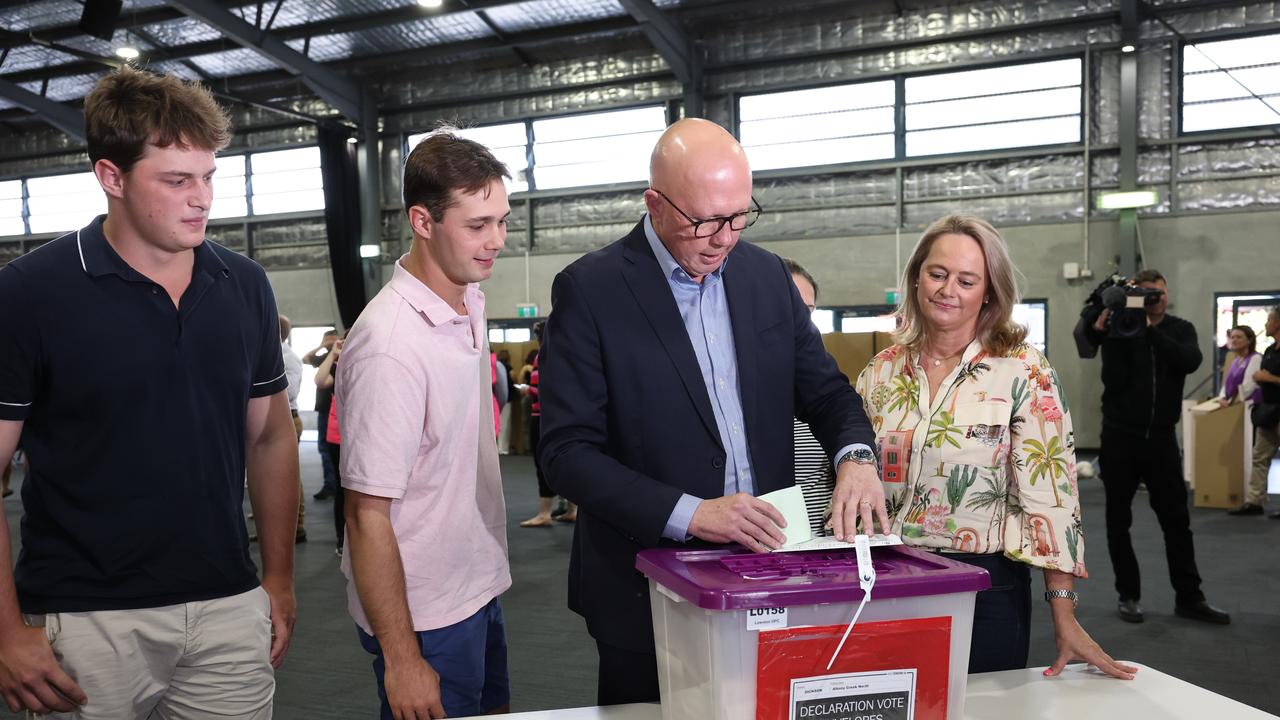 Mr Dutton said after voting that he was confident Australians had “seen out a bad government”. Picture: Adam Head / NewsWire