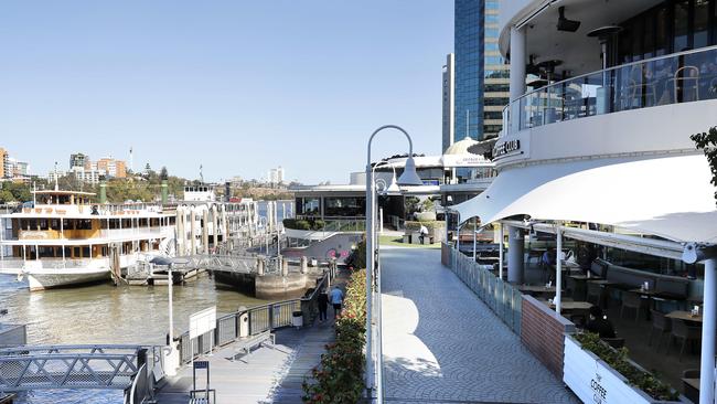 Eagle St Pier precinct at lunchtime. Picture: Josh Woning