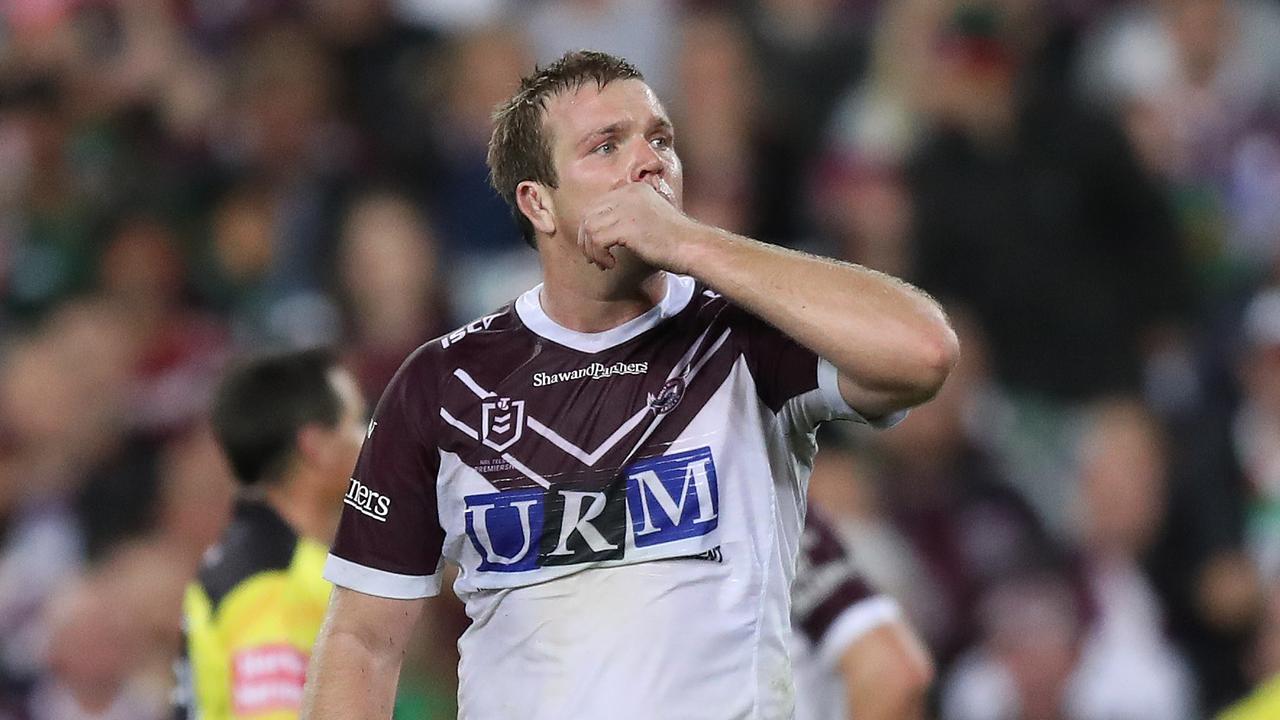 Manly's Jake Trbojevic was sin-binned against the Rabbitohs. Picture: Brett Costello