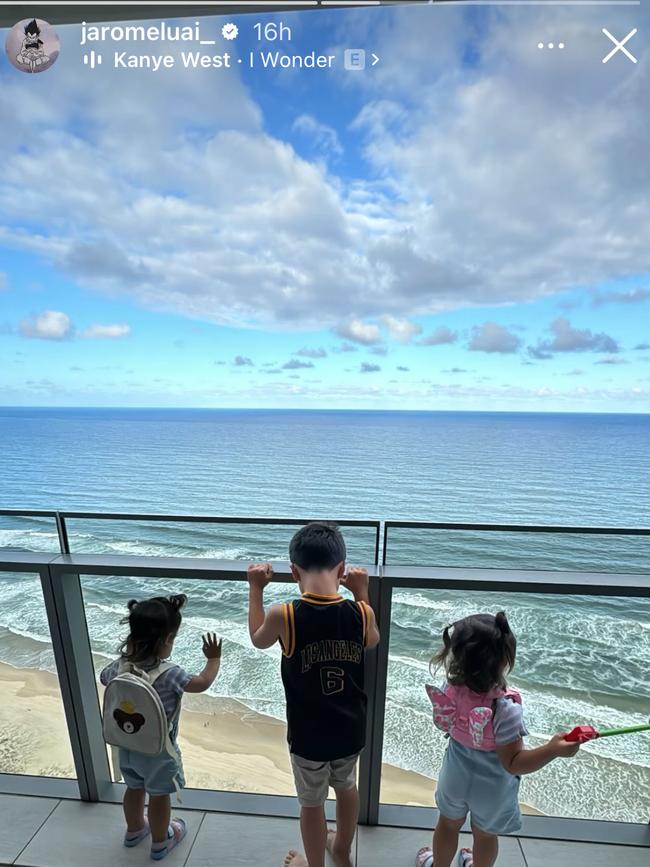 Jarome Luai with his kids on the Gold Coast