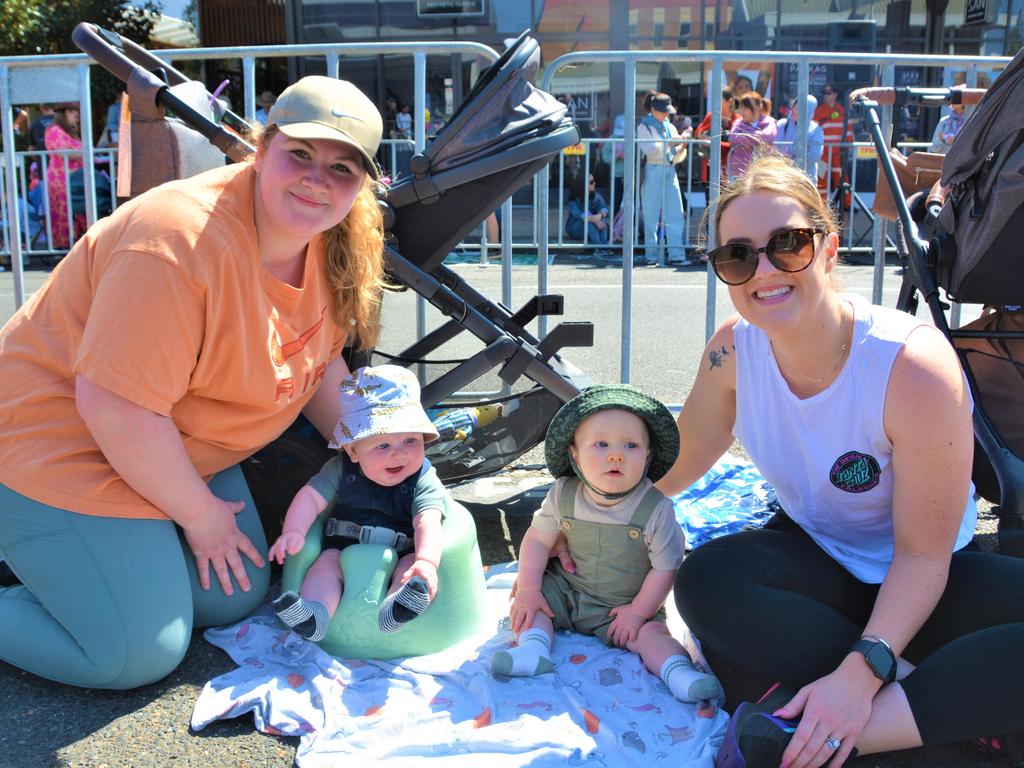 At the 2023 Grand Central Floral Parade are (from left) Amy Webb, Maverick Webb, Cooper Elton and Chelsey Elton. Picture: Rhylea Millar