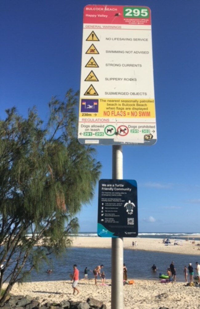 Swimmers are being warned not to swim at Happy Valley, an unpatrolled beach between Bulcock Beach and Kings Beach in Caloundra.