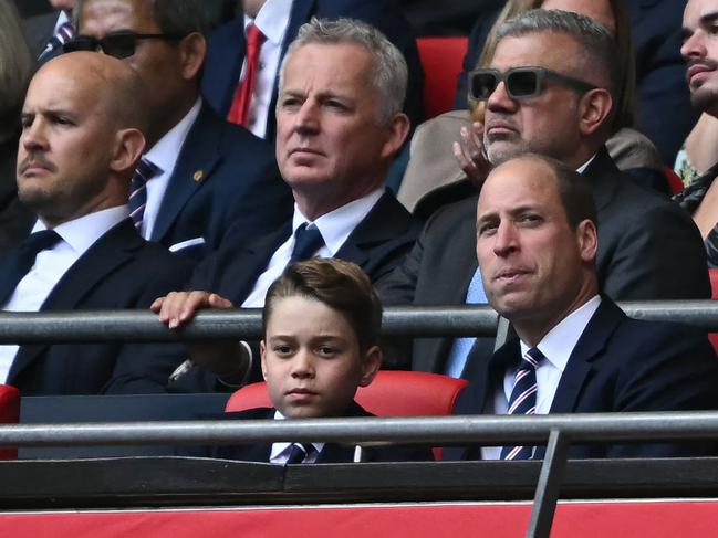 Prince George and Prince William in the royal box. Picture: AFP