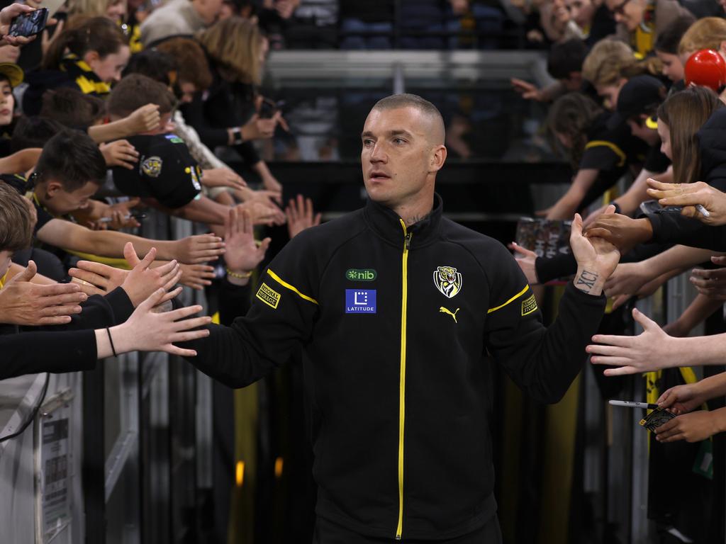 Richmond coach Adem Yze says he would ‘love to have’ AFL and club great Dustin Martin make his return to Tigerland. Picture: Darrian Traynor/Getty Images