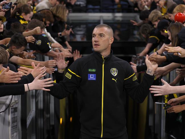 Richmond coach Adem Yze says he would ‘love to have’ AFL and club great Dustin Martin make his return to Tigerland. Picture: Darrian Traynor/Getty Images