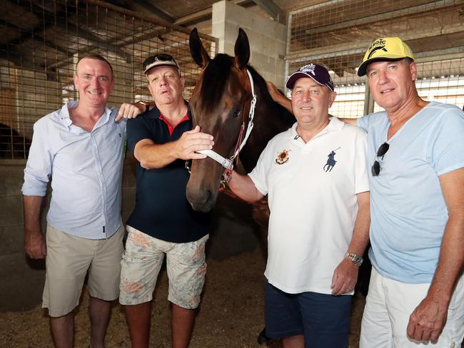 Connections of Magic Millipms 2YO classic runner Jonker. (L-R) Taisen Maddern, Doug Crane, Doug Crich, Gary McPherson.Photo by Richard Gosling