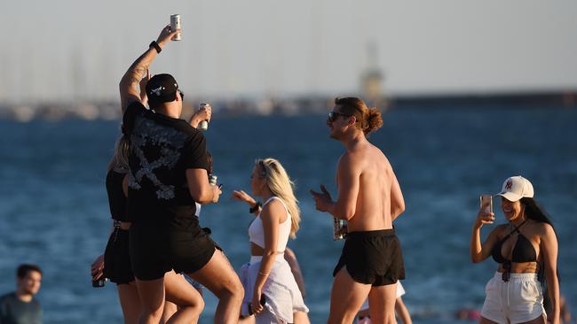 Several people at the beach were not wearing masks. Picture: Josie Hayden