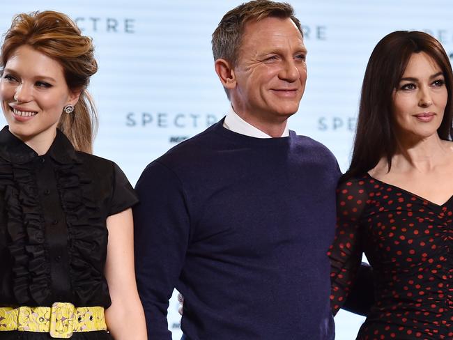 Bond girls ... French actress Lea Seydoux, left, and Italian actress Monica Bellucci are announced as co-stars for Spectre in London on December 4. Picture: AFP