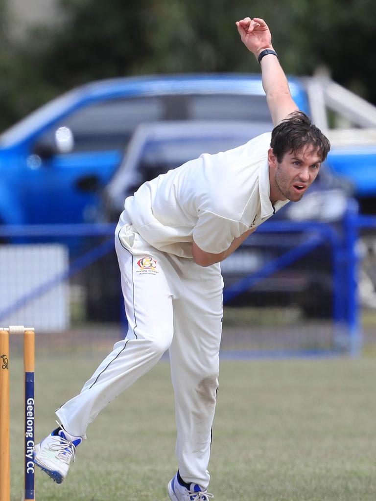 Driver bowls for Geelong City in GCA2. Picture: Mark Wilson