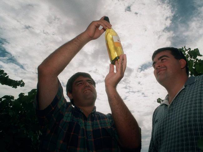 David and Vince Littore in their vineyard in Yarra Valley in 1998.