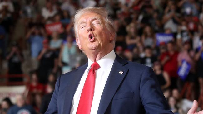 Republican presidential nominee, former US President Donald Trump speaks at a rally on July 31. Picture: AFP