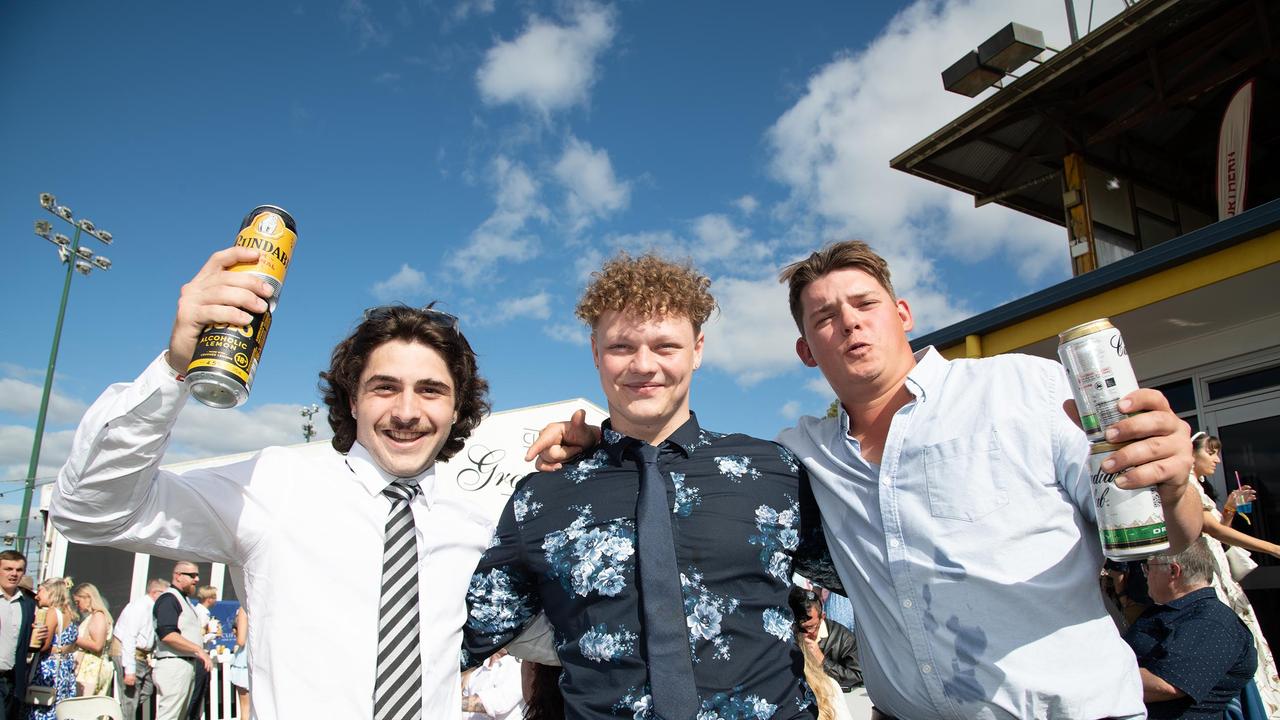 Nash Maiore (left) with Preston McIlrick and Mitch Berg.2023 Audi Centre Toowoomba Weetwood race day at Clifford Park Racecourse.Saturday, September 23, 2023