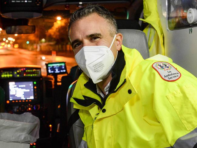 JUNE 4, 2022: South Australian Premier Peter Malinauskas spent a night with paramedics in an ambulance. PHOTO:  Brenton Edwards
