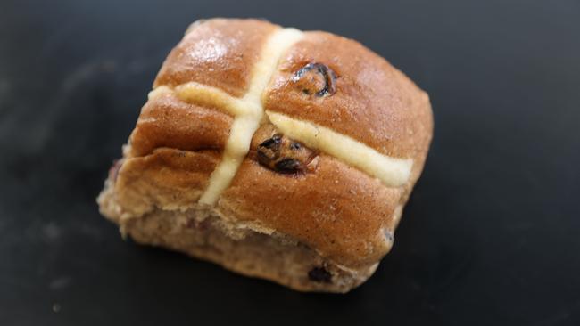 Hot cross bun from CJ’s Bakery, Christies Beach. Picture: Tom Huntley