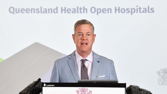 Minister for Health and Ambulance Services Tim Nicholls at media conference in Brisbane. Picture: Patrick Woods.